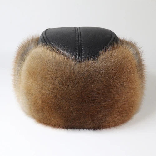 Unisex Leather Fur Cap