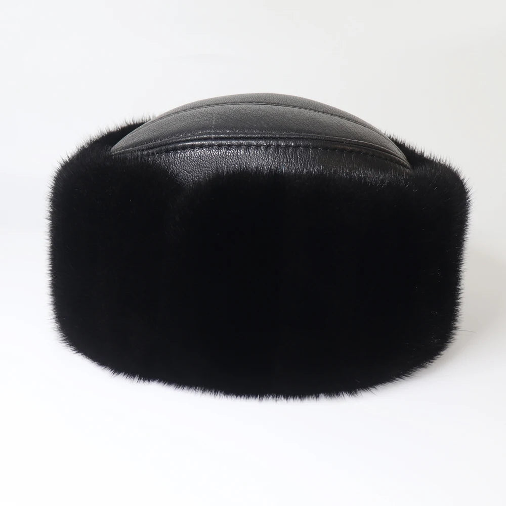 Unisex Leather Fur Cap