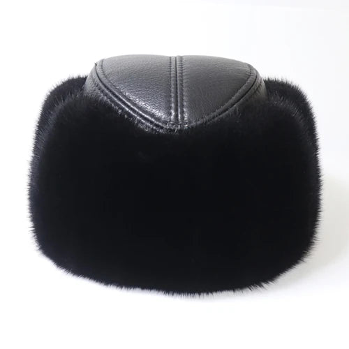 Unisex Leather Fur Cap