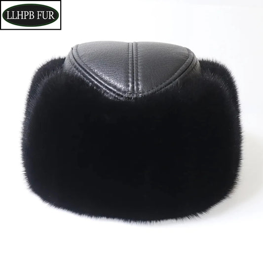 Unisex Leather Fur Cap